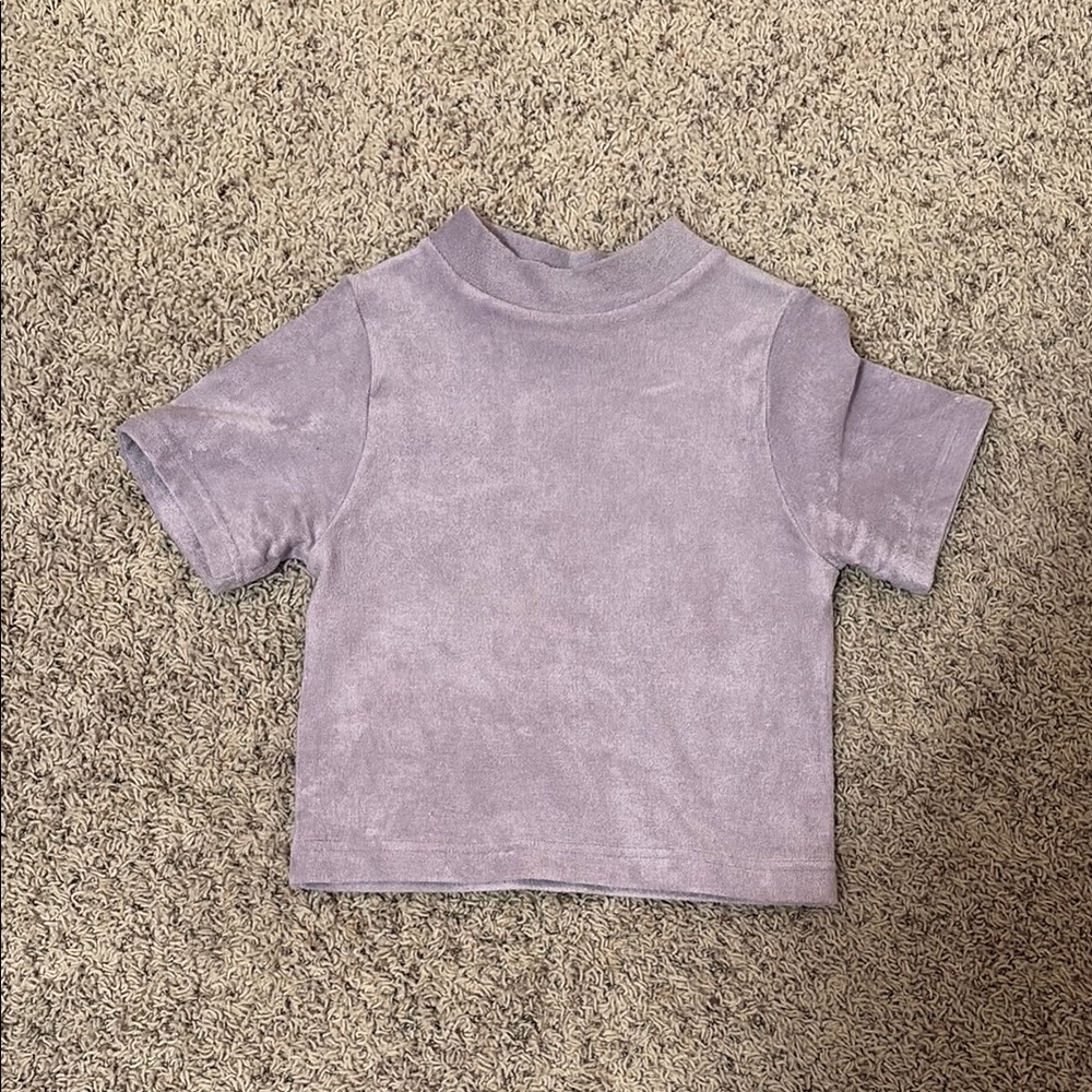 Lavender Cropped High Neck T-Shirt